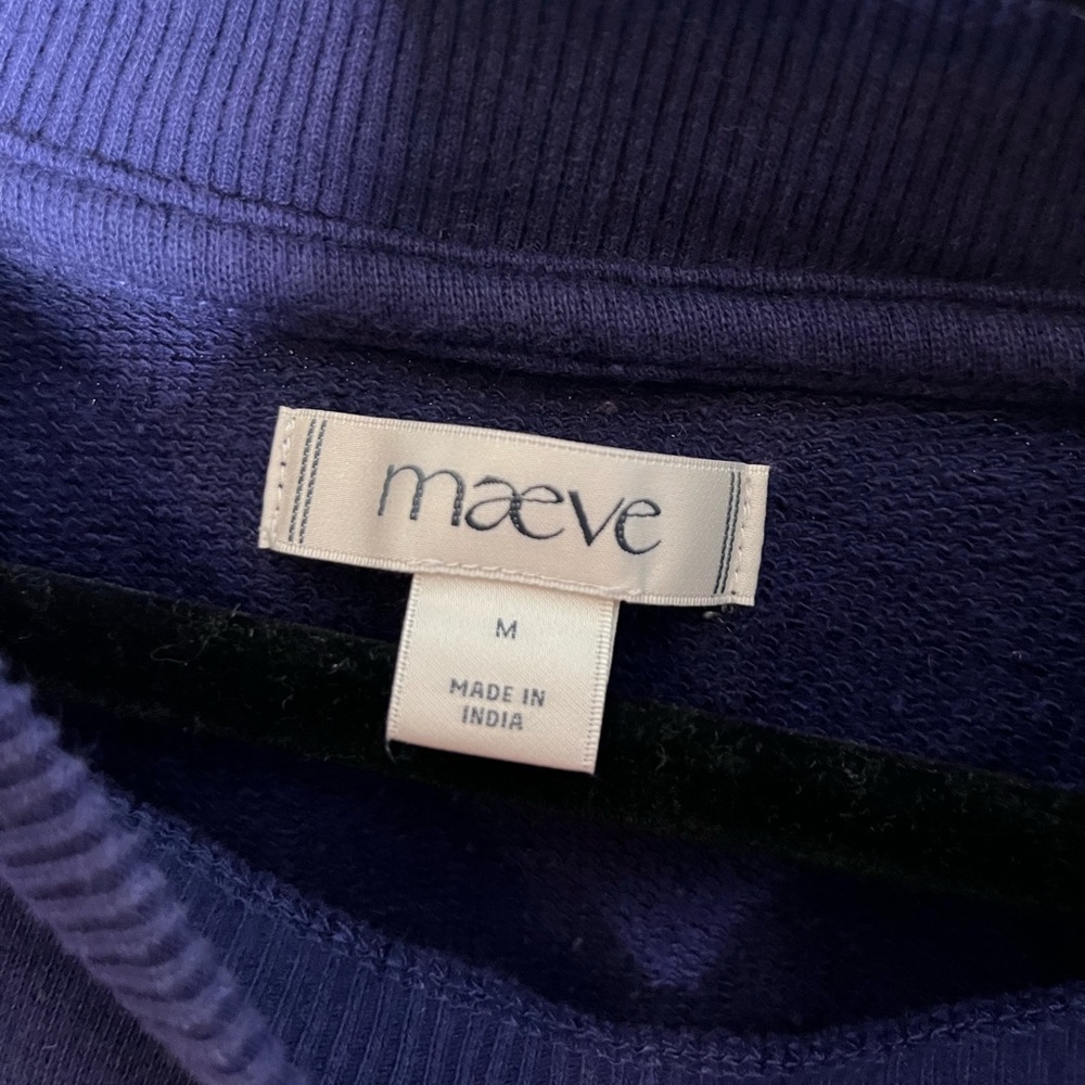 Maeve Puff-Sleeve Sweatshirt Tee in Navy Size Medium - Picture 5 of 5